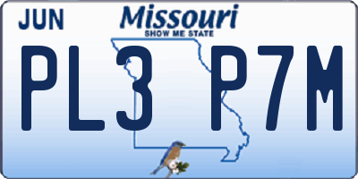 MO license plate PL3P7M