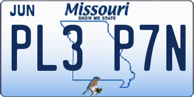 MO license plate PL3P7N