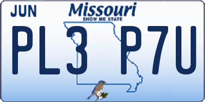 MO license plate PL3P7U