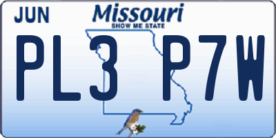 MO license plate PL3P7W