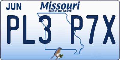 MO license plate PL3P7X