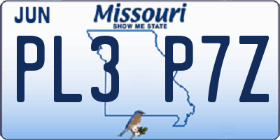 MO license plate PL3P7Z