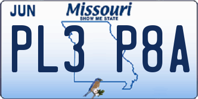 MO license plate PL3P8A