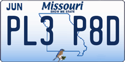 MO license plate PL3P8D