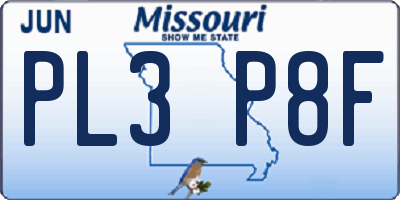 MO license plate PL3P8F