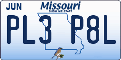 MO license plate PL3P8L
