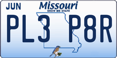 MO license plate PL3P8R