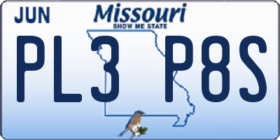 MO license plate PL3P8S