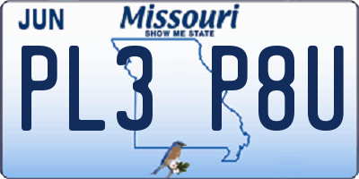 MO license plate PL3P8U