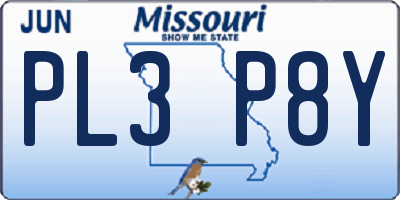 MO license plate PL3P8Y