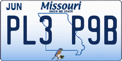 MO license plate PL3P9B