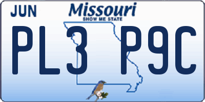 MO license plate PL3P9C