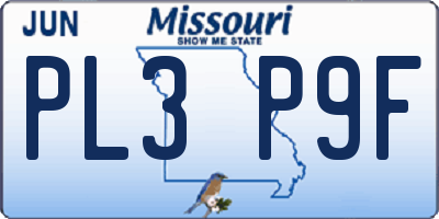 MO license plate PL3P9F