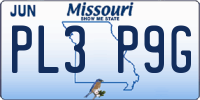 MO license plate PL3P9G