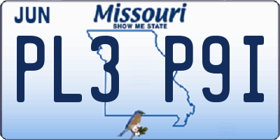 MO license plate PL3P9I