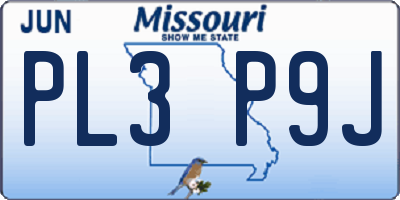 MO license plate PL3P9J