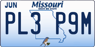 MO license plate PL3P9M