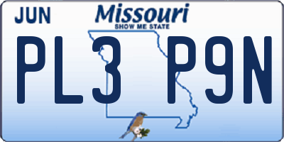 MO license plate PL3P9N