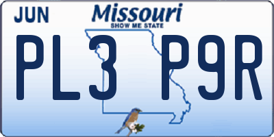 MO license plate PL3P9R