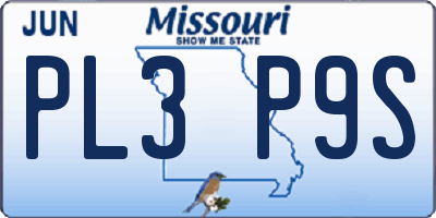 MO license plate PL3P9S