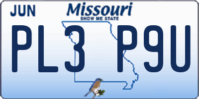 MO license plate PL3P9U