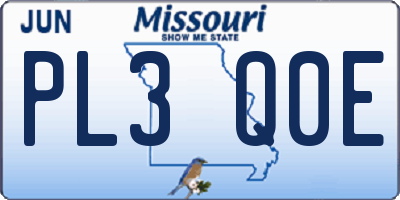 MO license plate PL3Q0E