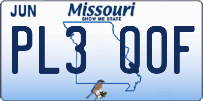 MO license plate PL3Q0F