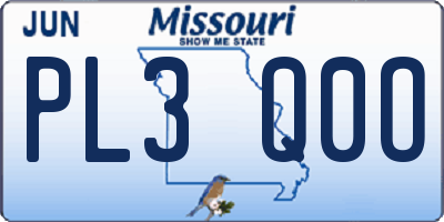 MO license plate PL3Q0O