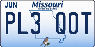 MO license plate PL3Q0T