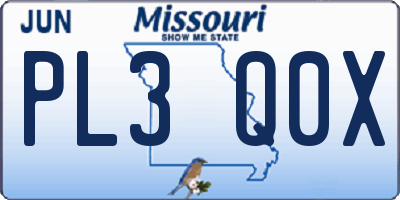 MO license plate PL3Q0X