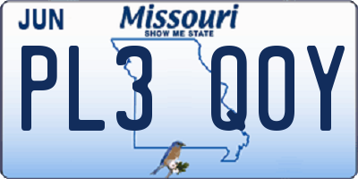 MO license plate PL3Q0Y