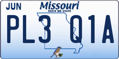 MO license plate PL3Q1A