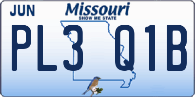MO license plate PL3Q1B