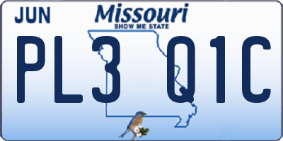 MO license plate PL3Q1C
