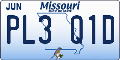 MO license plate PL3Q1D