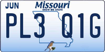 MO license plate PL3Q1G