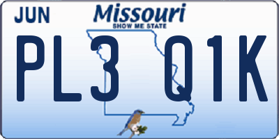 MO license plate PL3Q1K