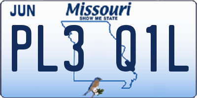 MO license plate PL3Q1L