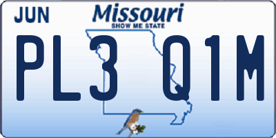 MO license plate PL3Q1M