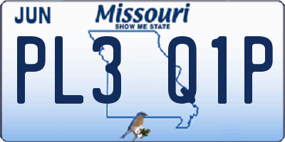 MO license plate PL3Q1P