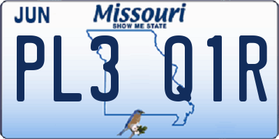 MO license plate PL3Q1R