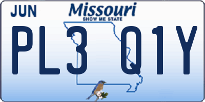 MO license plate PL3Q1Y