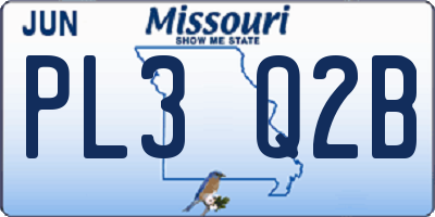 MO license plate PL3Q2B