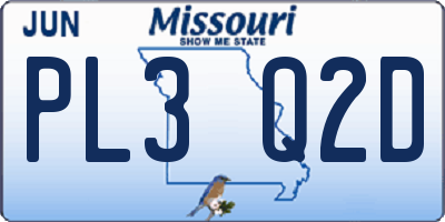 MO license plate PL3Q2D