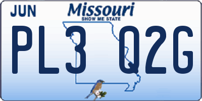MO license plate PL3Q2G