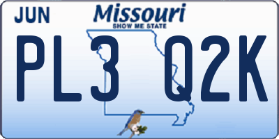 MO license plate PL3Q2K