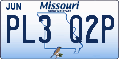 MO license plate PL3Q2P