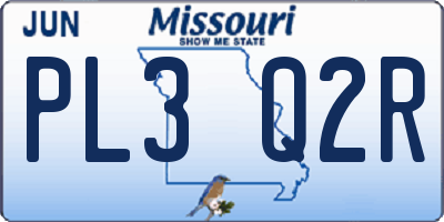MO license plate PL3Q2R