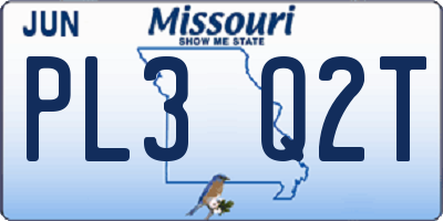MO license plate PL3Q2T