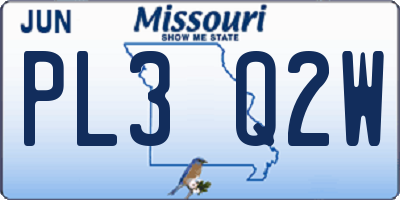 MO license plate PL3Q2W